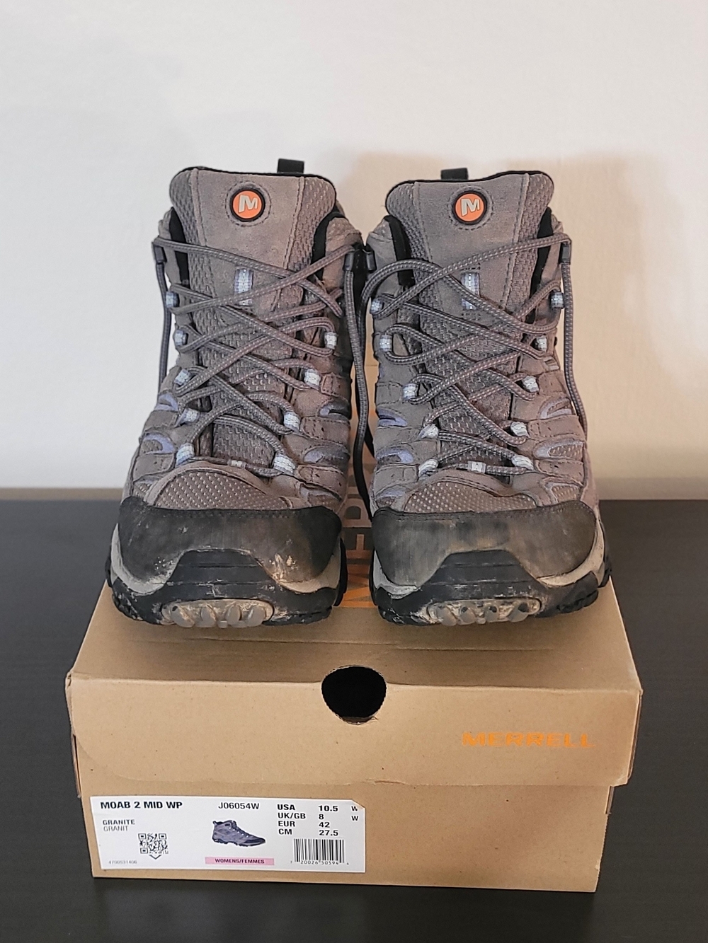 Merrell Women's Moab 2 Mid Waterproof Hiking Boot - Gray/Blue, Size 10.5 Wide - Picture 3 of 11